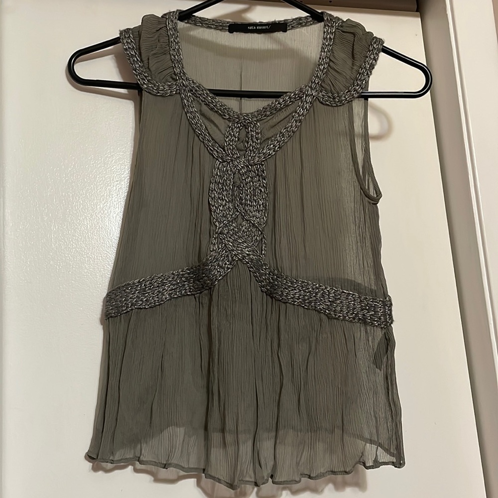 Sita Murt Size 38 Blouse Silk Gray Grey woven